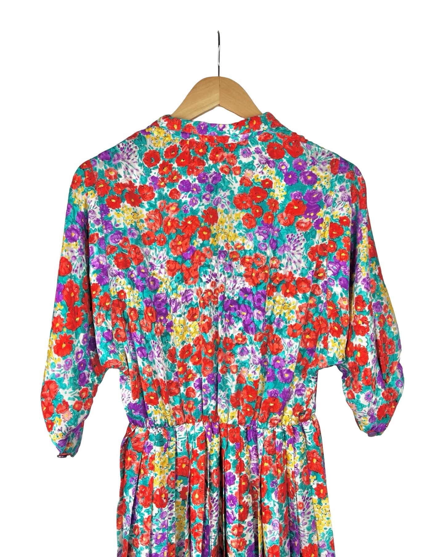 Vintage bloemenjurk met plissérok - M