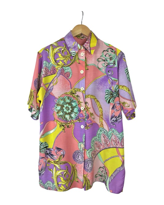 Vintage blouse met kleurrijke print - S/M