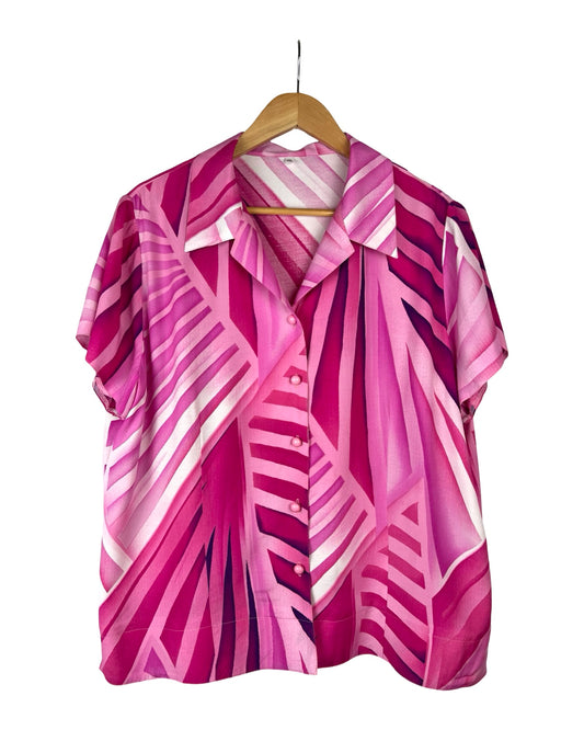 Vintage blouse met geometrische print - XL