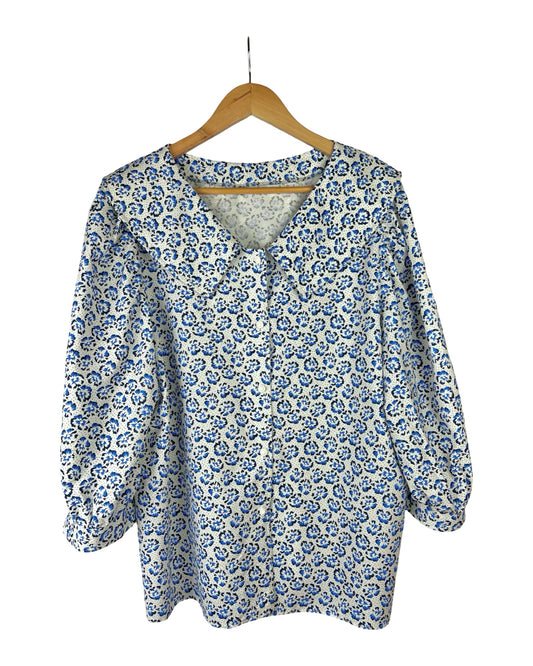 Vintage blouse met kraag en pofmouwen - XXL