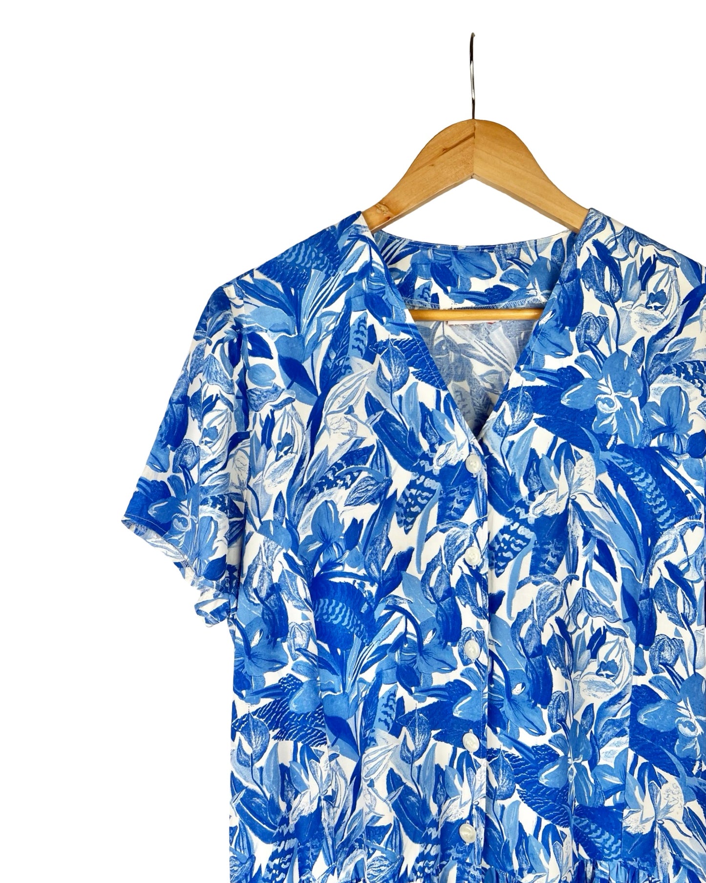 Vintage doorknoopjurk met print - XL
