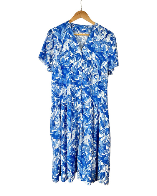 Vintage doorknoopjurk met print - XL