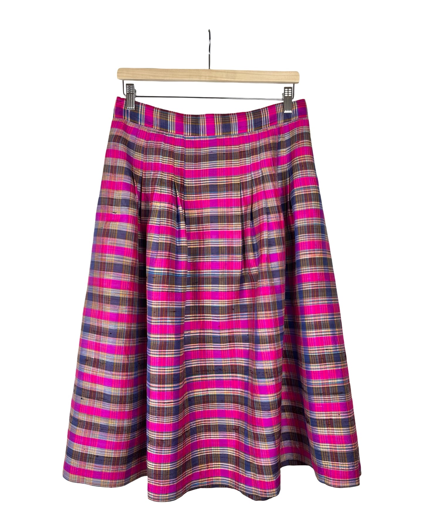 Zijden vintage rok met ruit - M