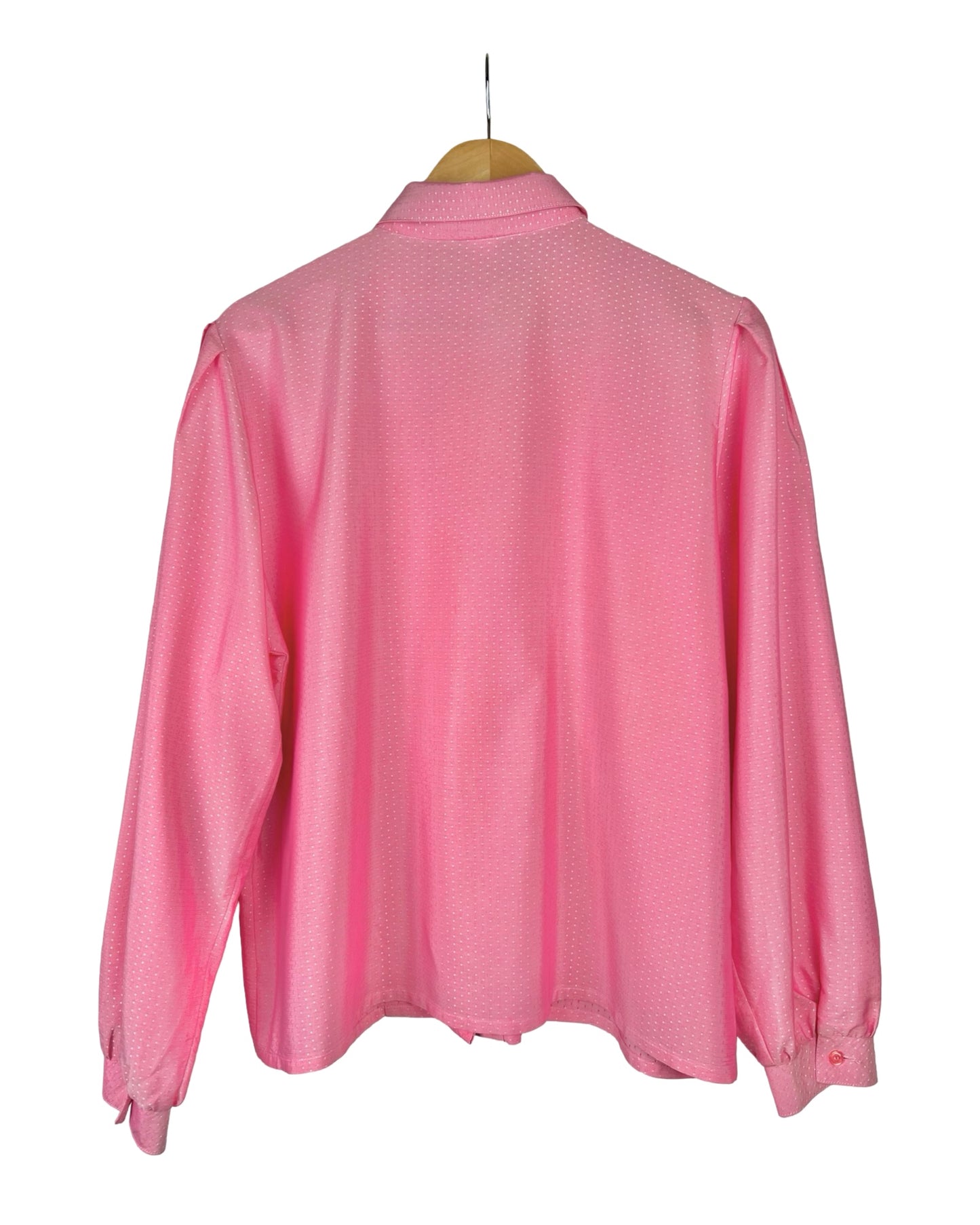 Roze vintage blouse met pofmouwen - L