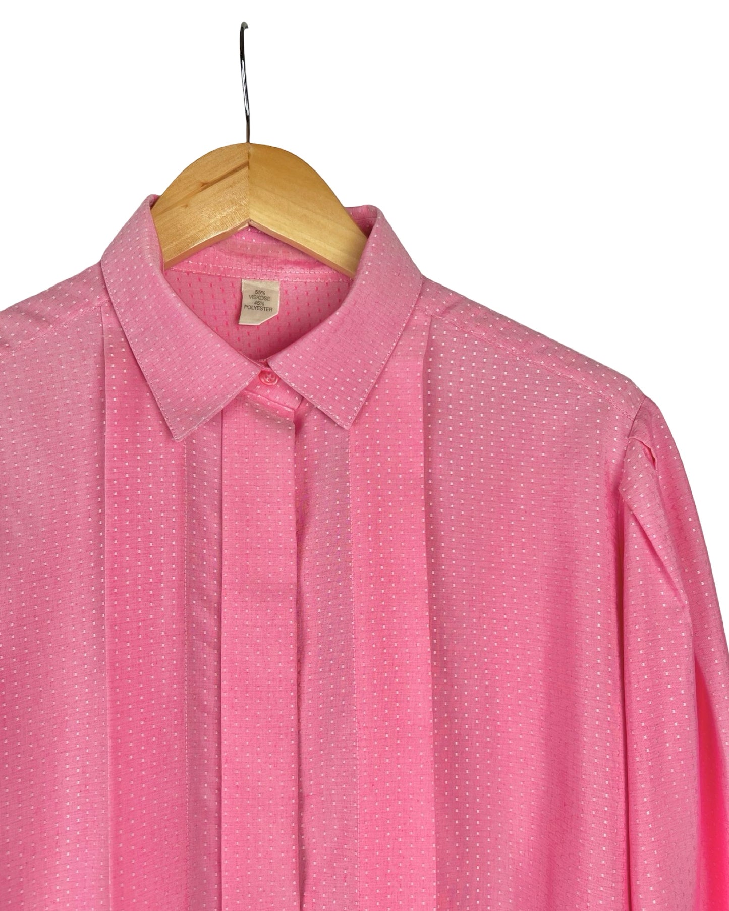 Roze vintage blouse met pofmouwen - L