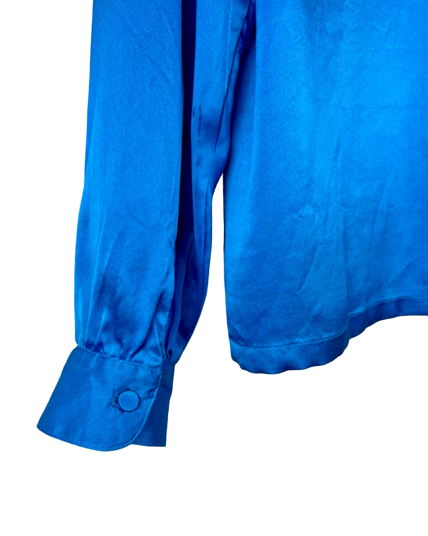 Kobaltblauwe zijden blouse - L