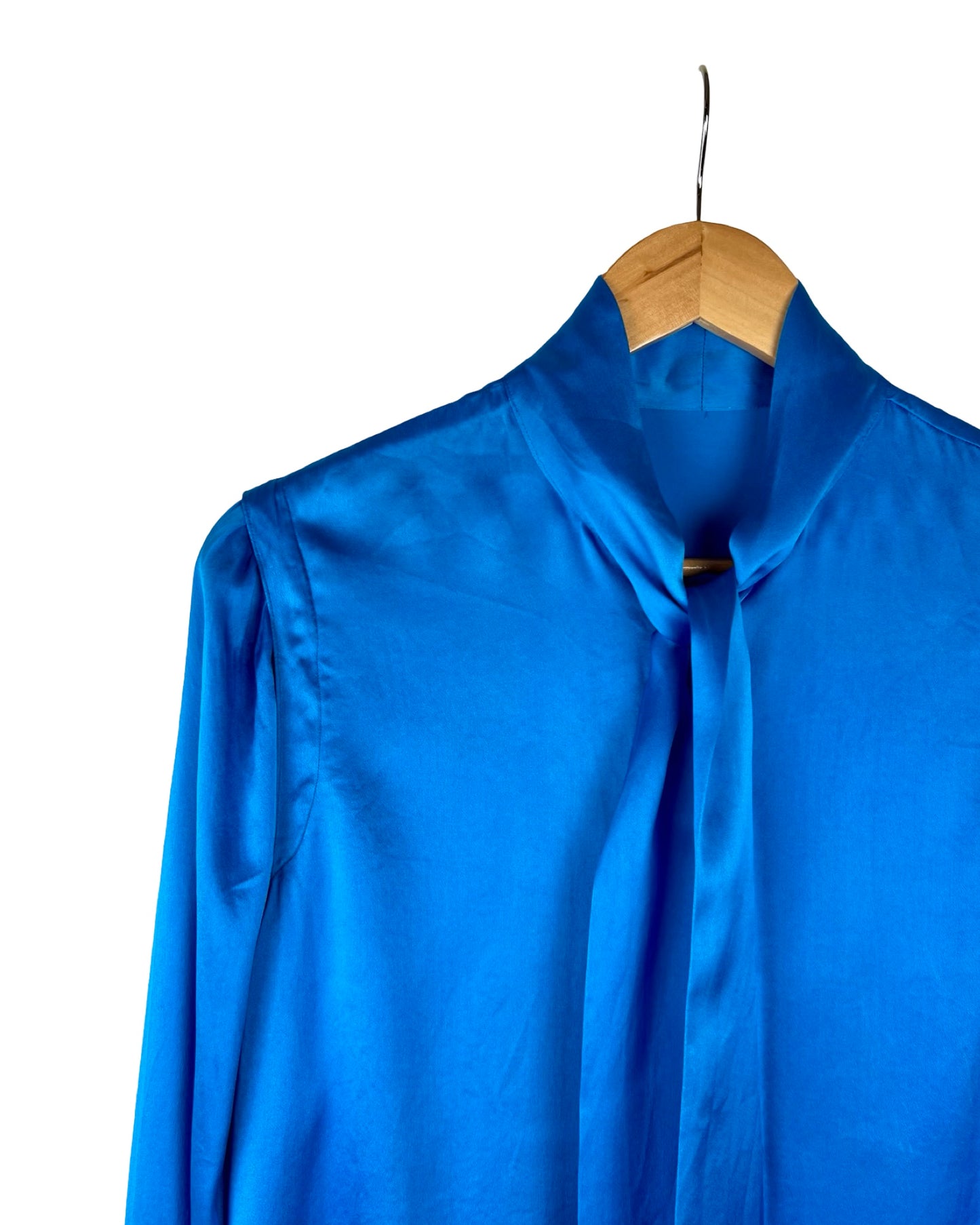 Kobaltblauwe zijden blouse - L