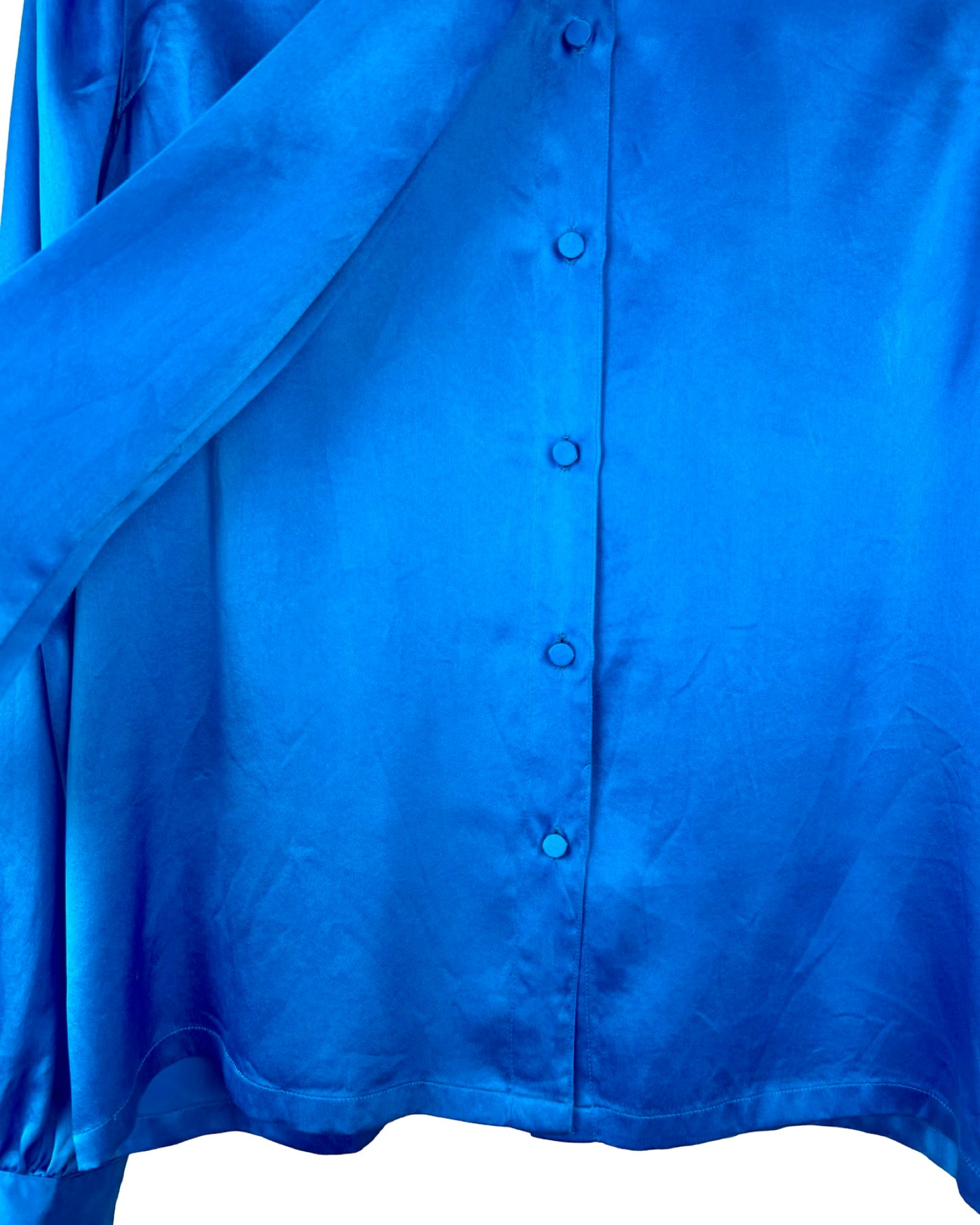 Kobaltblauwe zijden blouse - L
