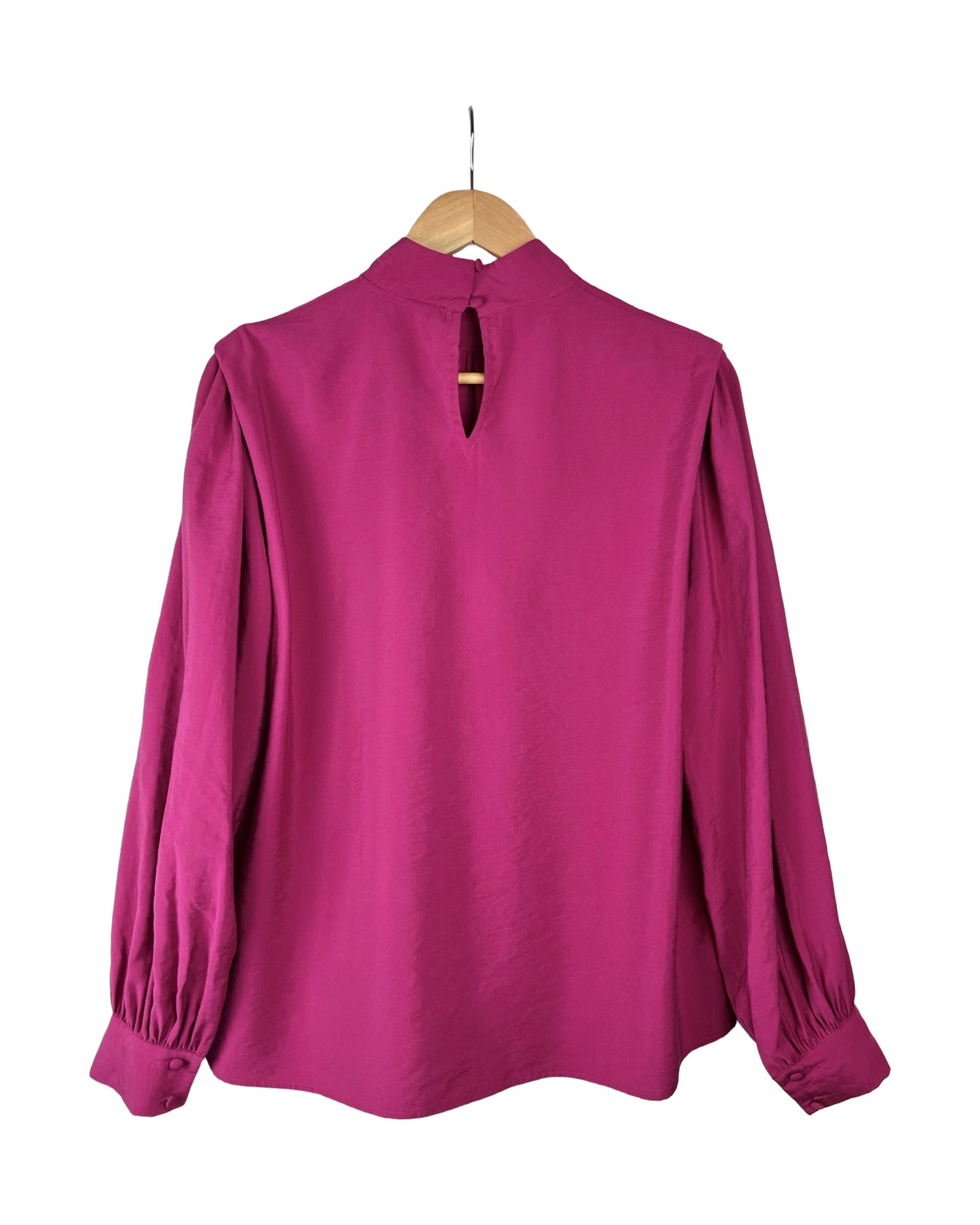 Fuchsia blouse met pofmouwen - L