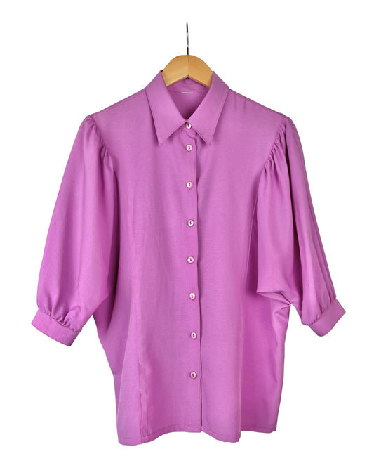 Vintage lila blouse met vleermuismouwen - L