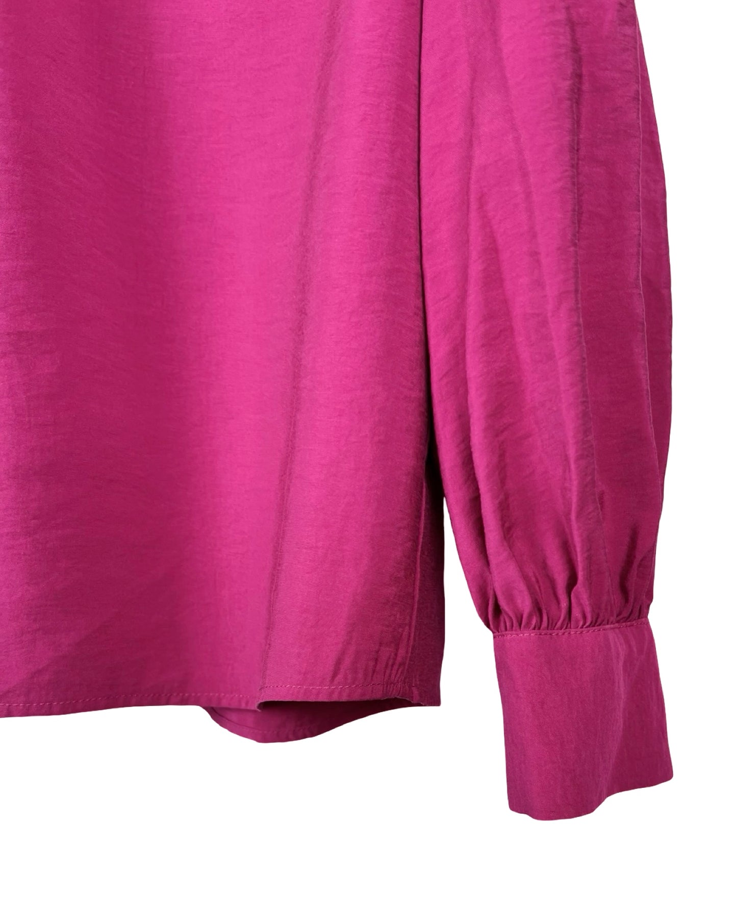 Fuchsia blouse met pofmouwen - L