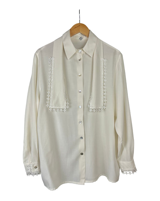 Vintage blouse met kanten details - XL