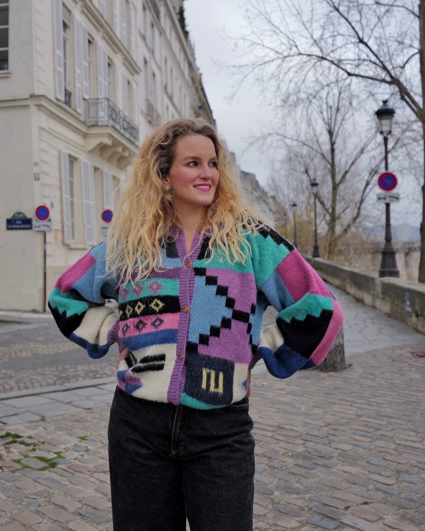 Vintage wollen pastel vest - XL