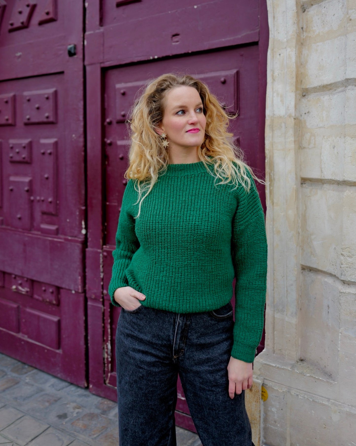 Forest green vintage trui - M/L