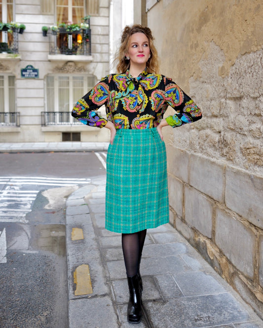 Vintage groene kokerrok - M