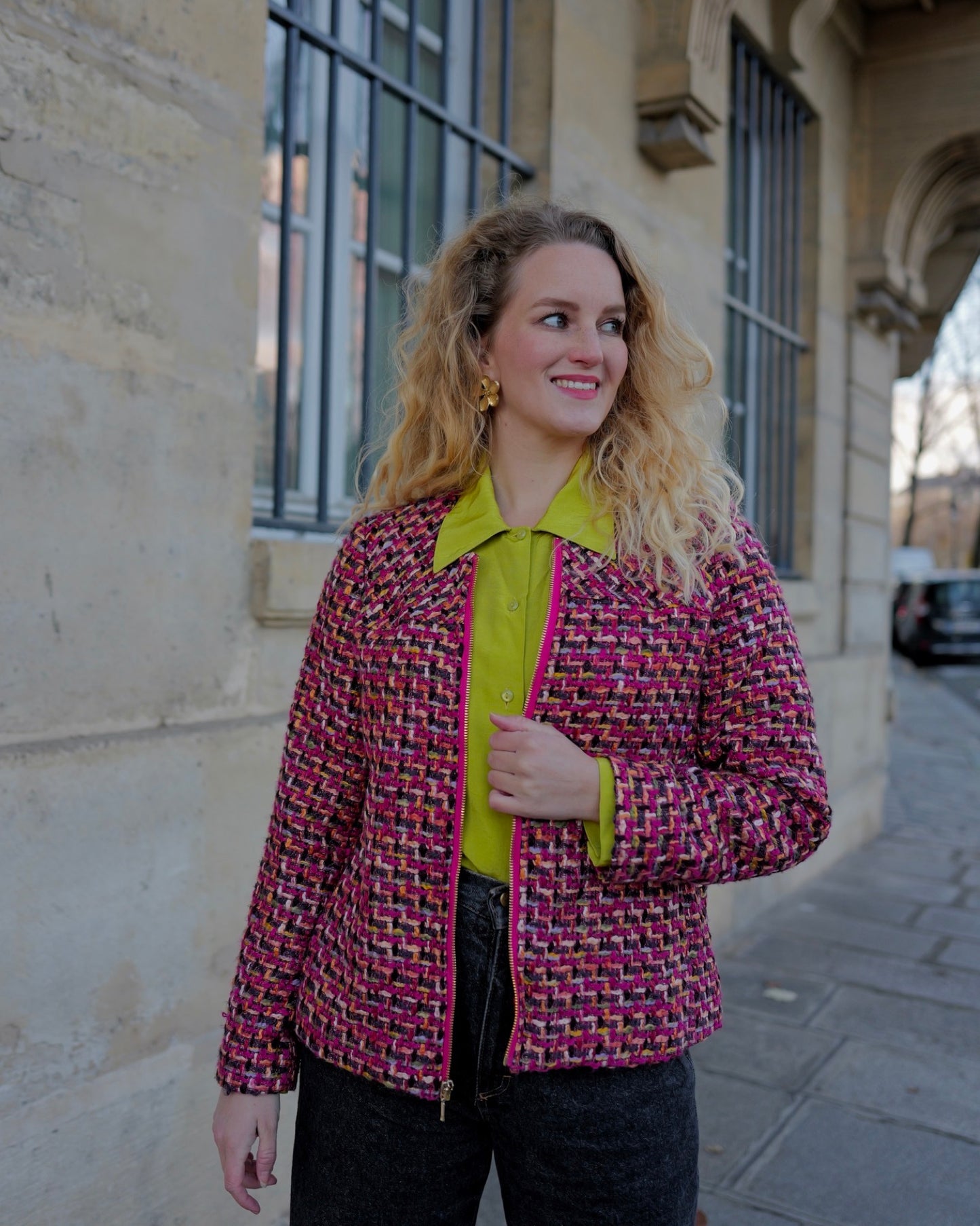 Multicolor bouclé blazer - M