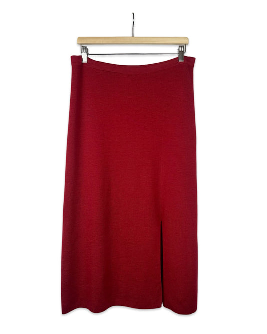 Vintage wollen midirok bordeaux - L
