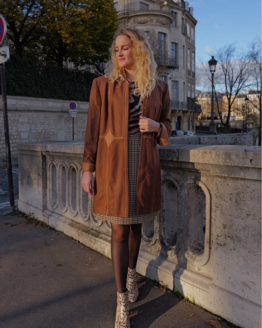 Camel vintage jas - L