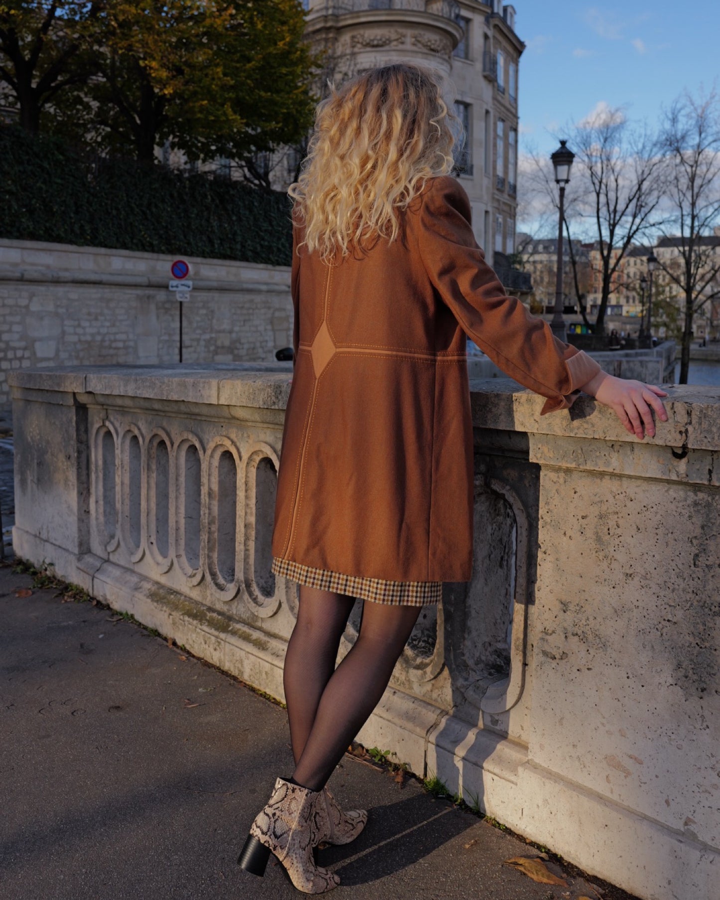 Camel vintage jas - L