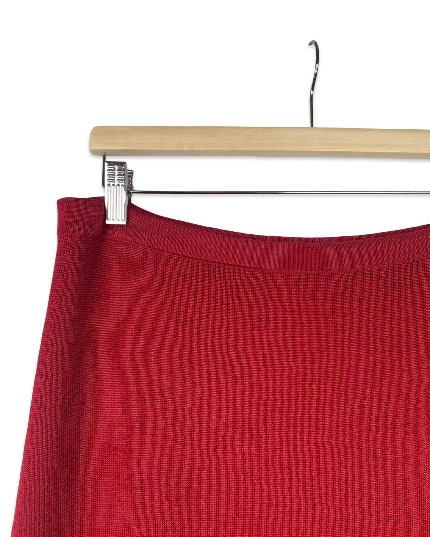 Vintage wollen midirok bordeaux - L