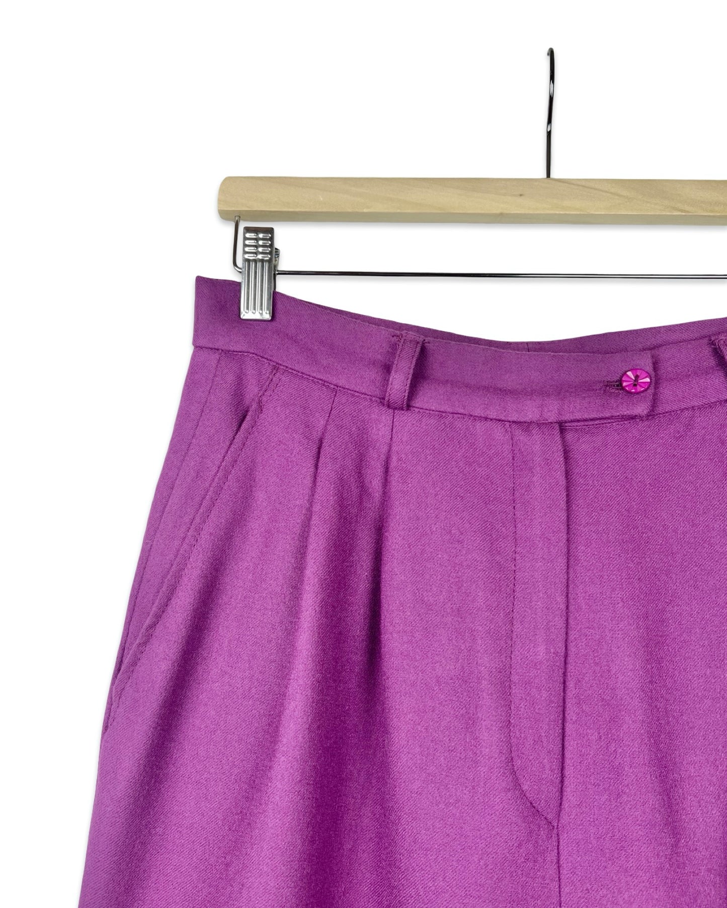 Paarse wollen pantalon - M