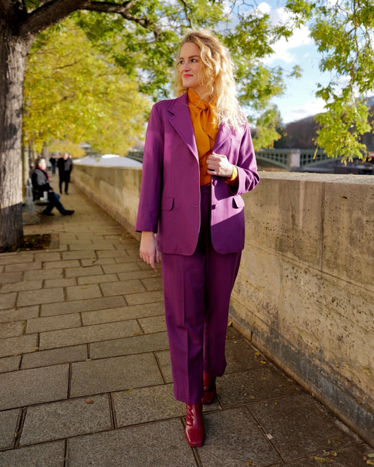 Paarse wollen blazer - L