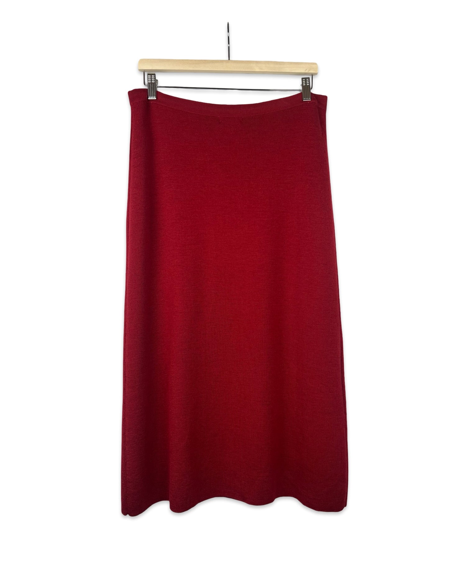 Vintage wollen midirok bordeaux - L
