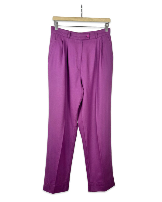 Paarse wollen pantalon - M