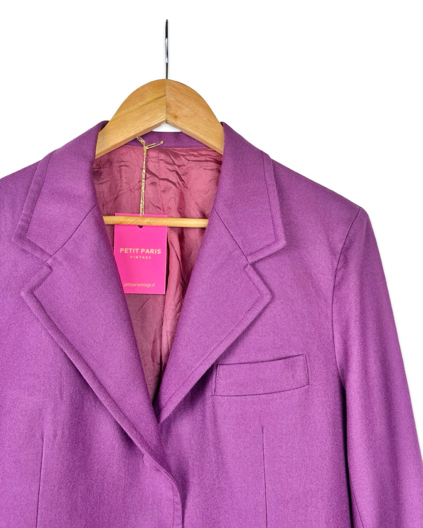 Paarse wollen blazer - L