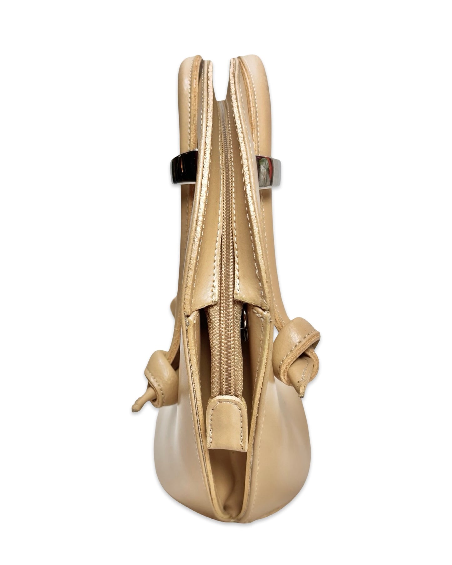 Vintage beige leren tas