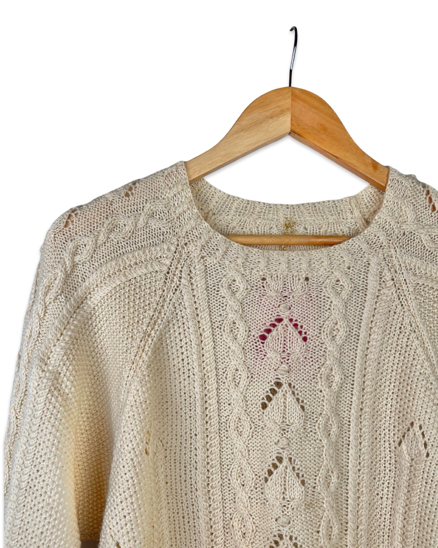 Vintage wollen kabeltrui - M/L