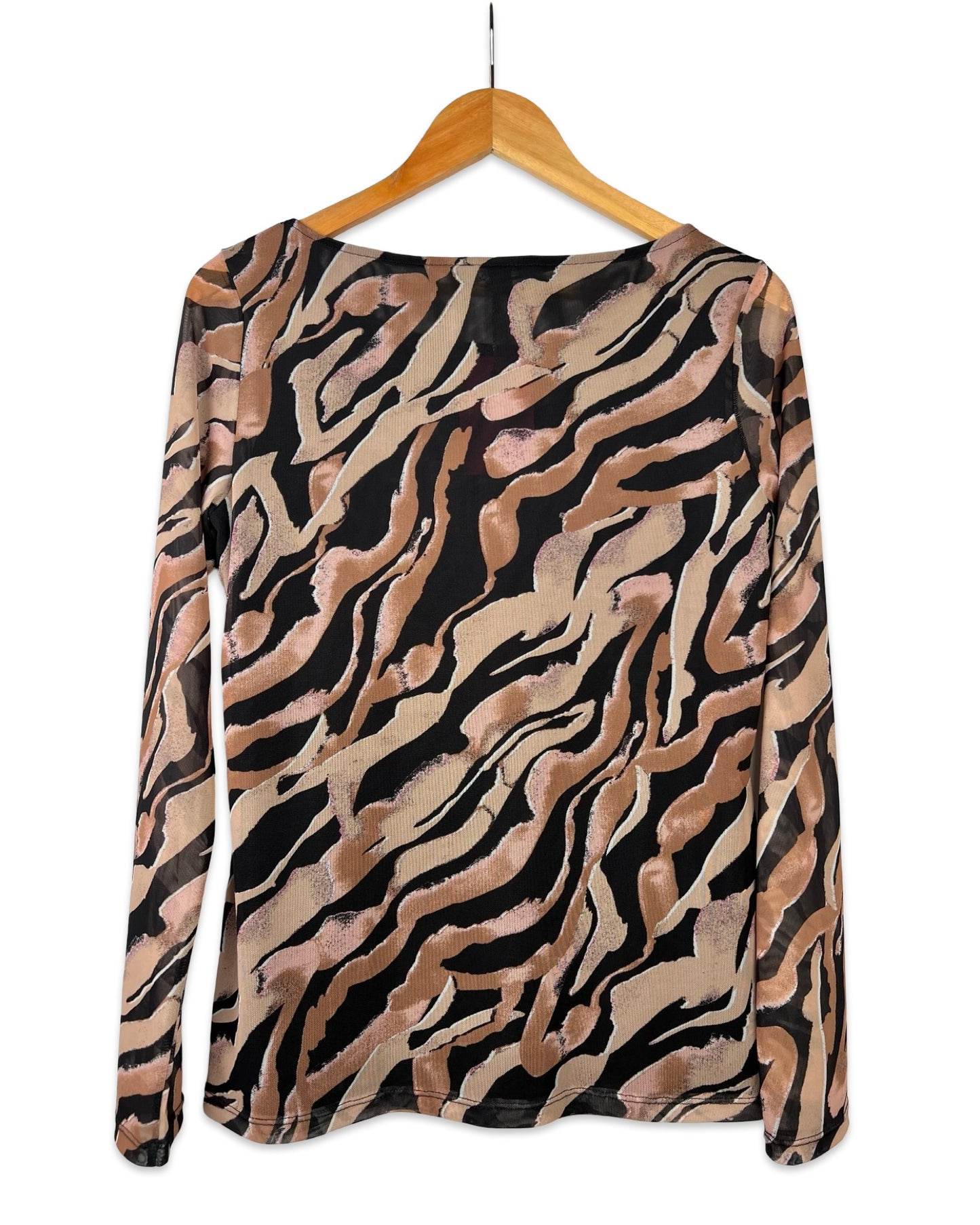 Mesh top met dierenprint - L