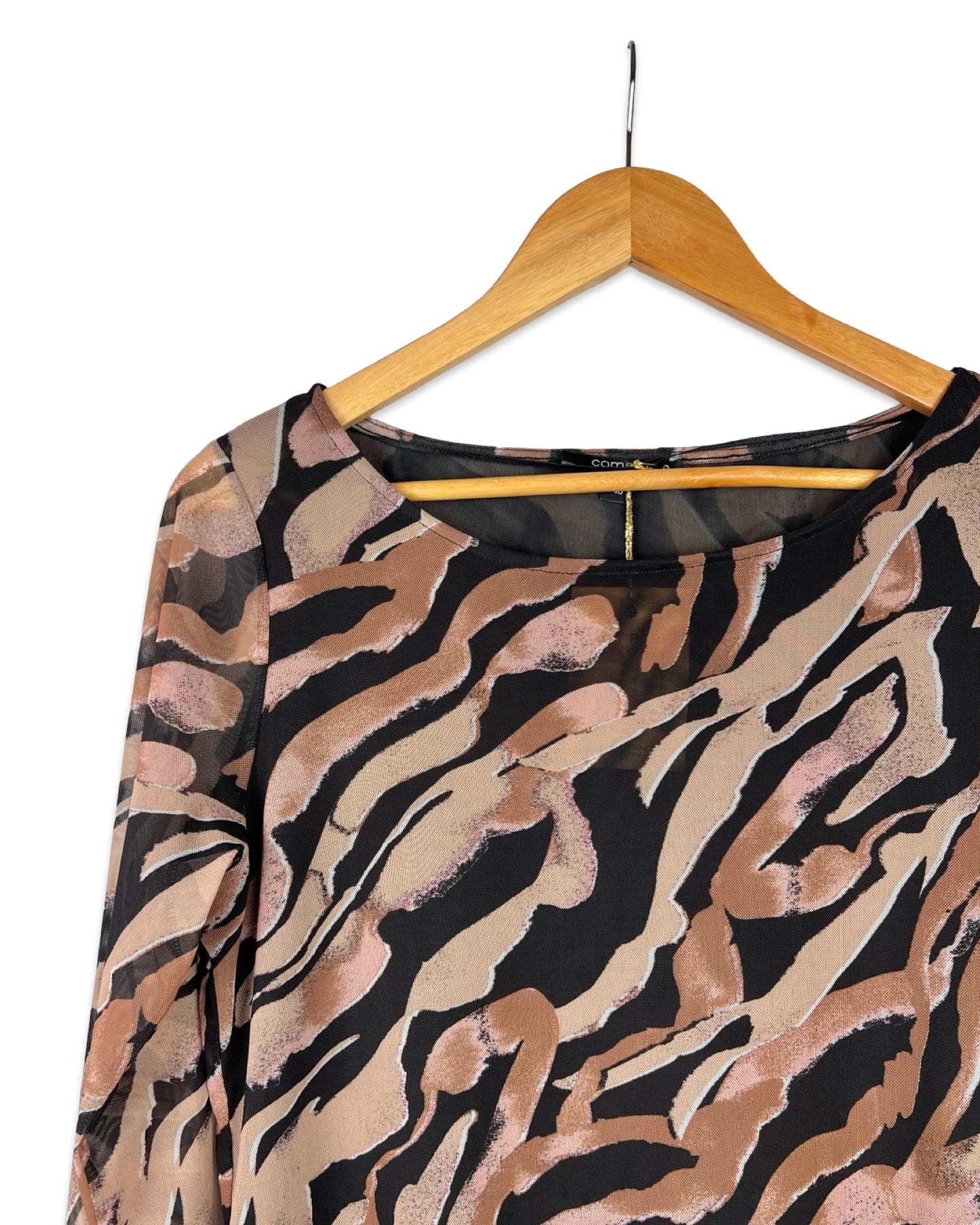 Mesh top met dierenprint - L