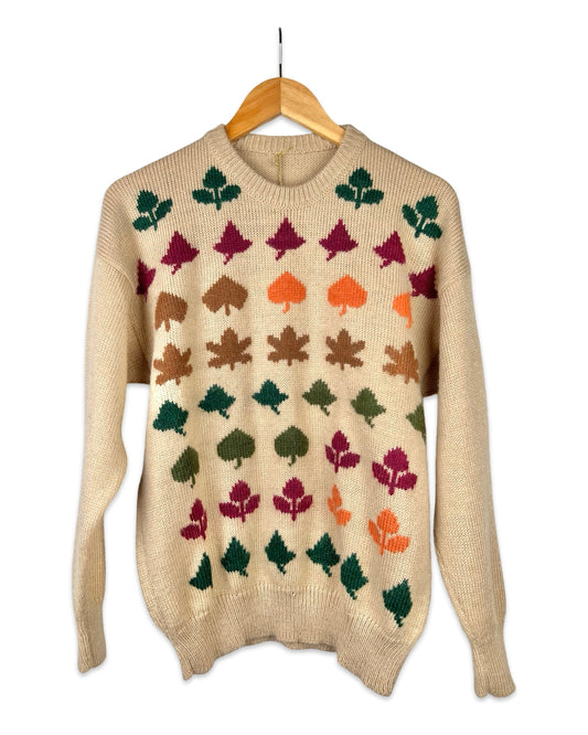 Vintage wollen herfst trui - L