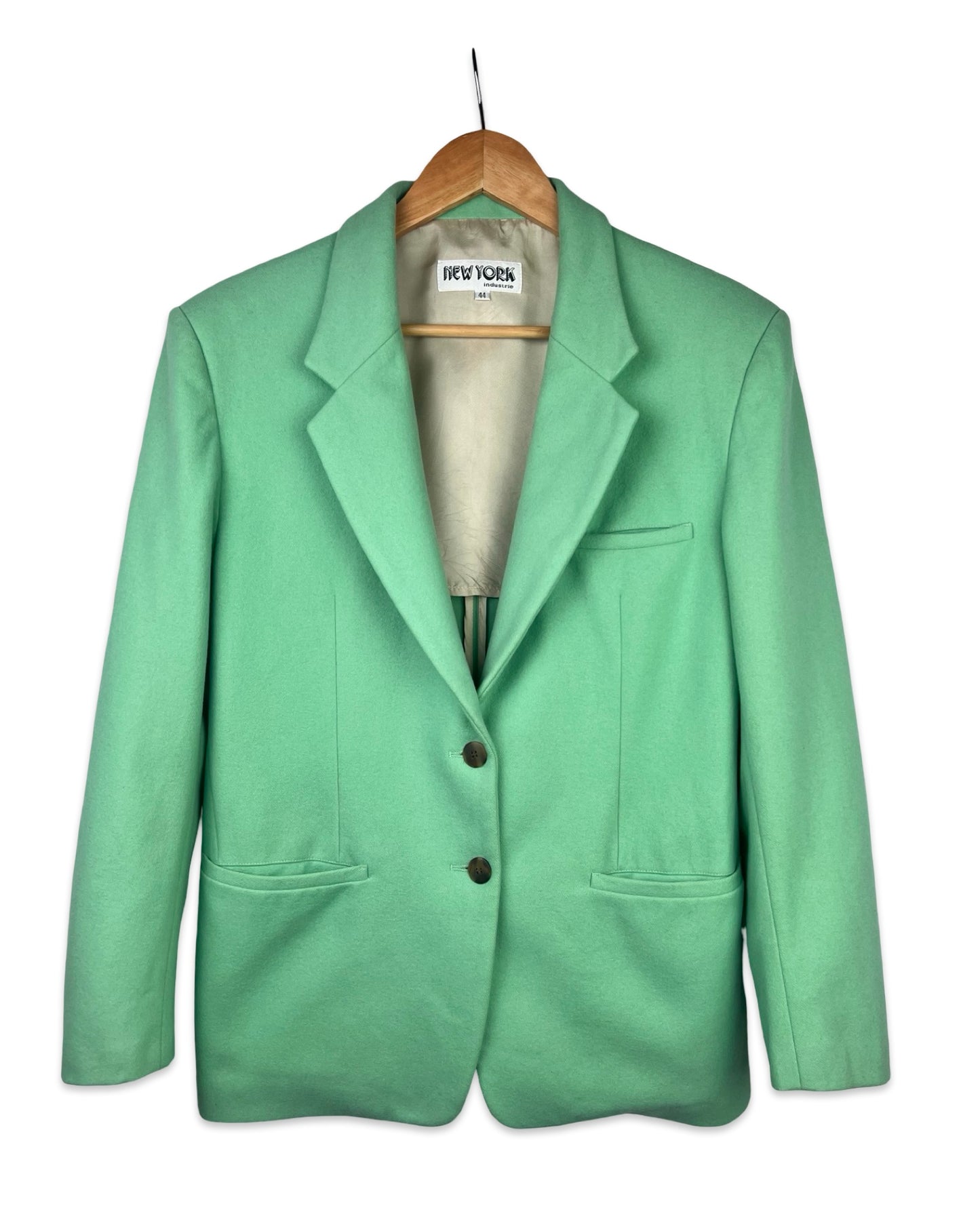 Vintage mintgroene wollen blazer - M
