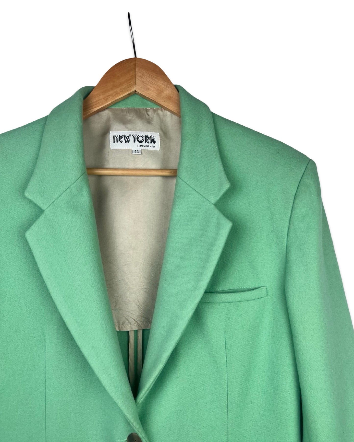 Vintage mintgroene wollen blazer - M