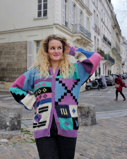 Vintage wollen pastel vest - XL