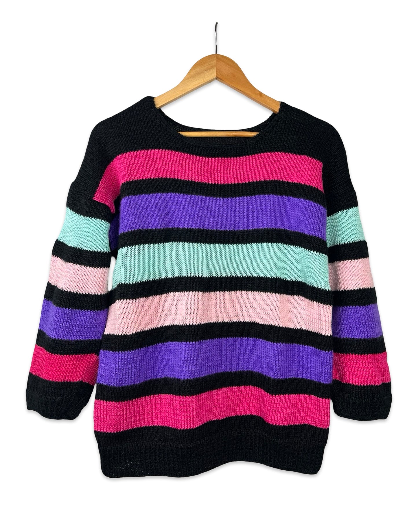 Vintage trui met gekleurde strepen - M/L