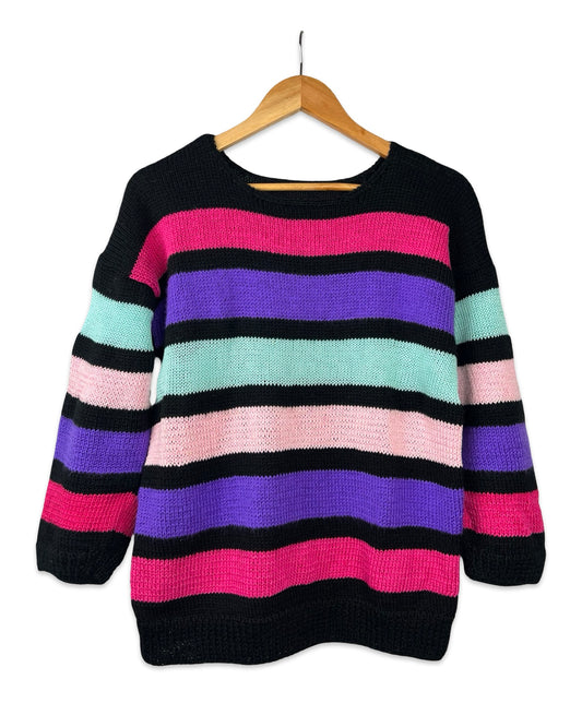 Vintage trui met gekleurde strepen - M/L