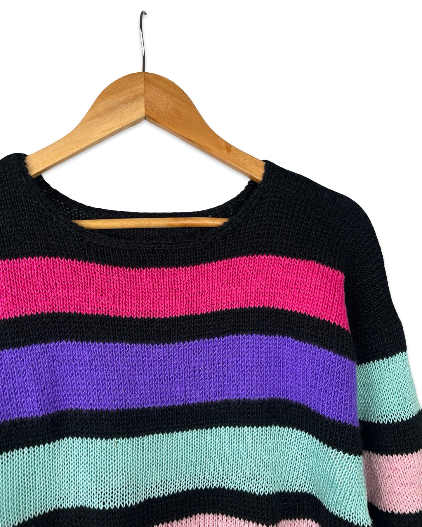 Vintage trui met gekleurde strepen - M/L