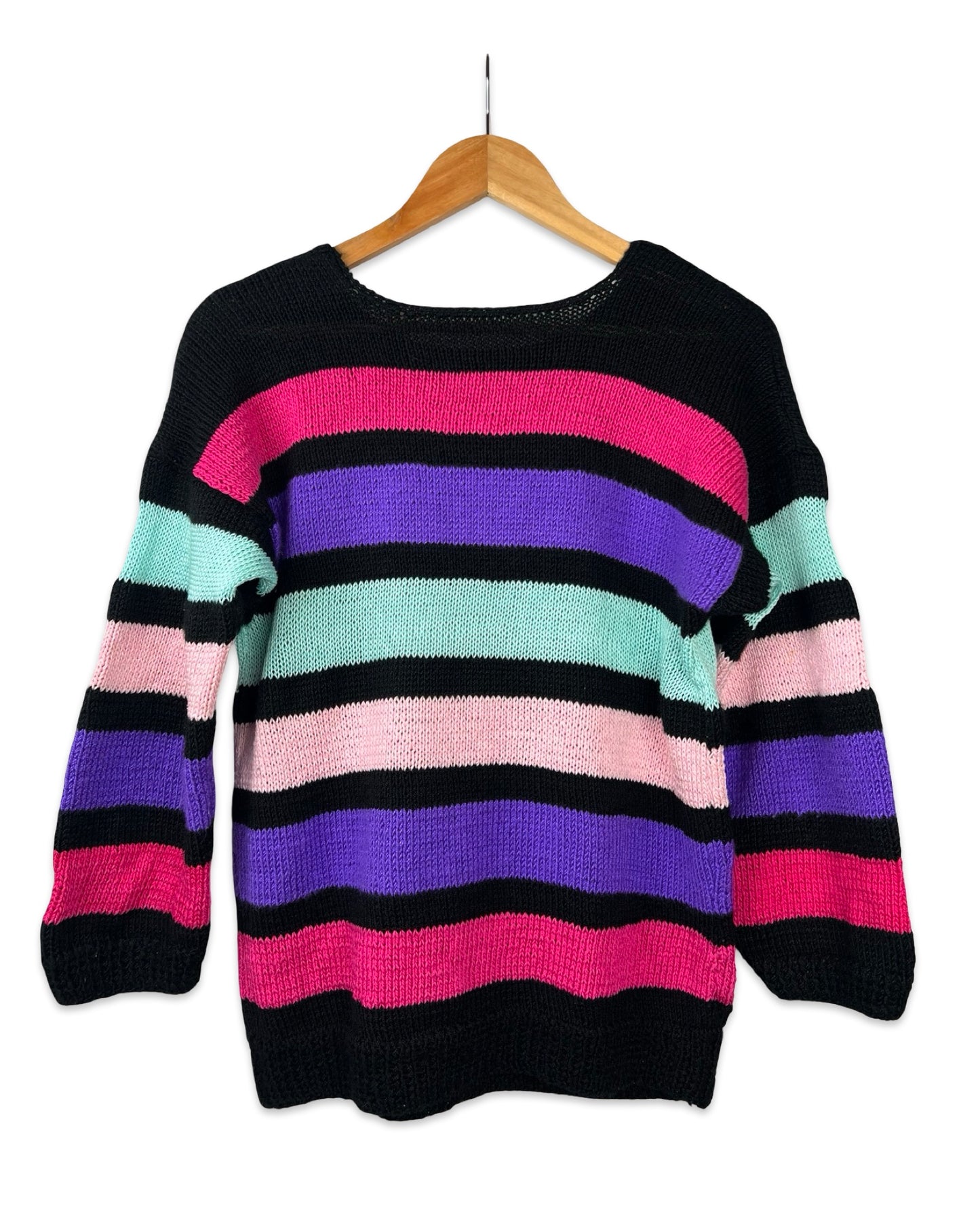 Vintage trui met gekleurde strepen - M/L