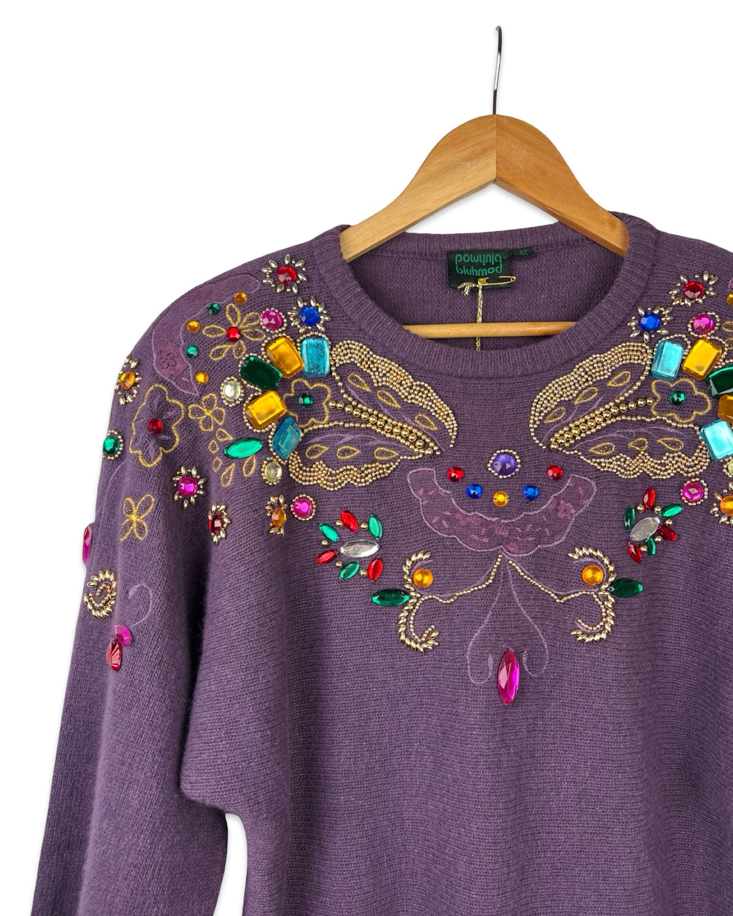 Paarse vintage jewel trui - M/L