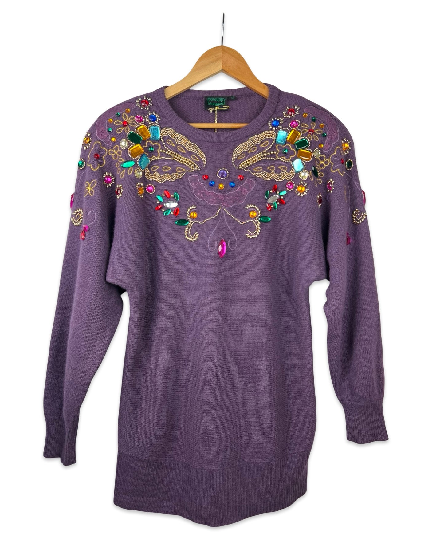 Paarse vintage jewel trui - M/L