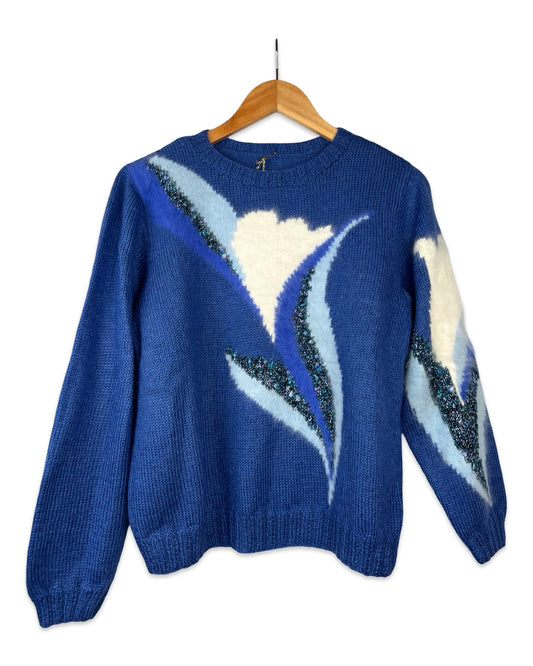 Vintage kobaltblauwe trui - L