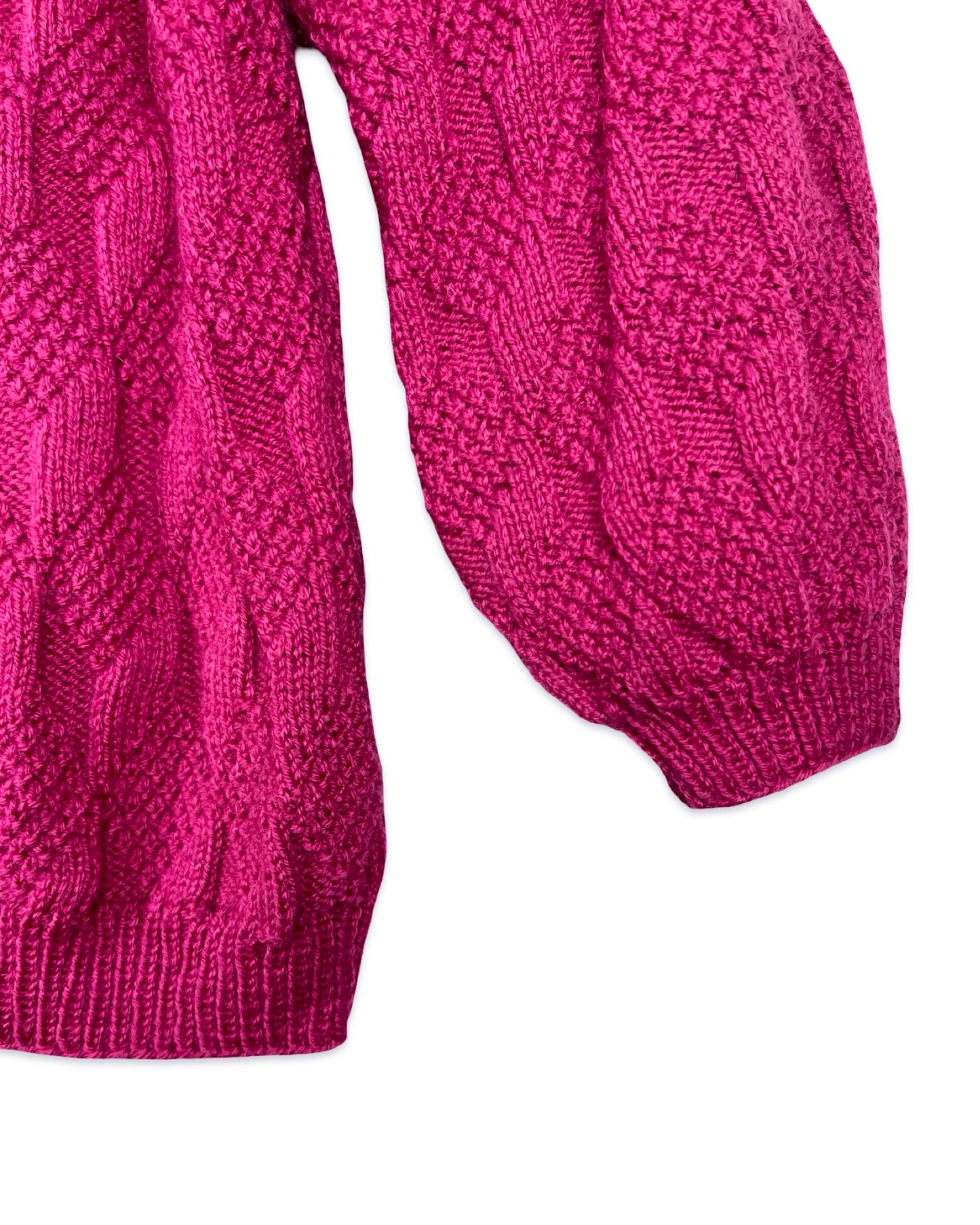 Vintage fuchsia wollen trui - L