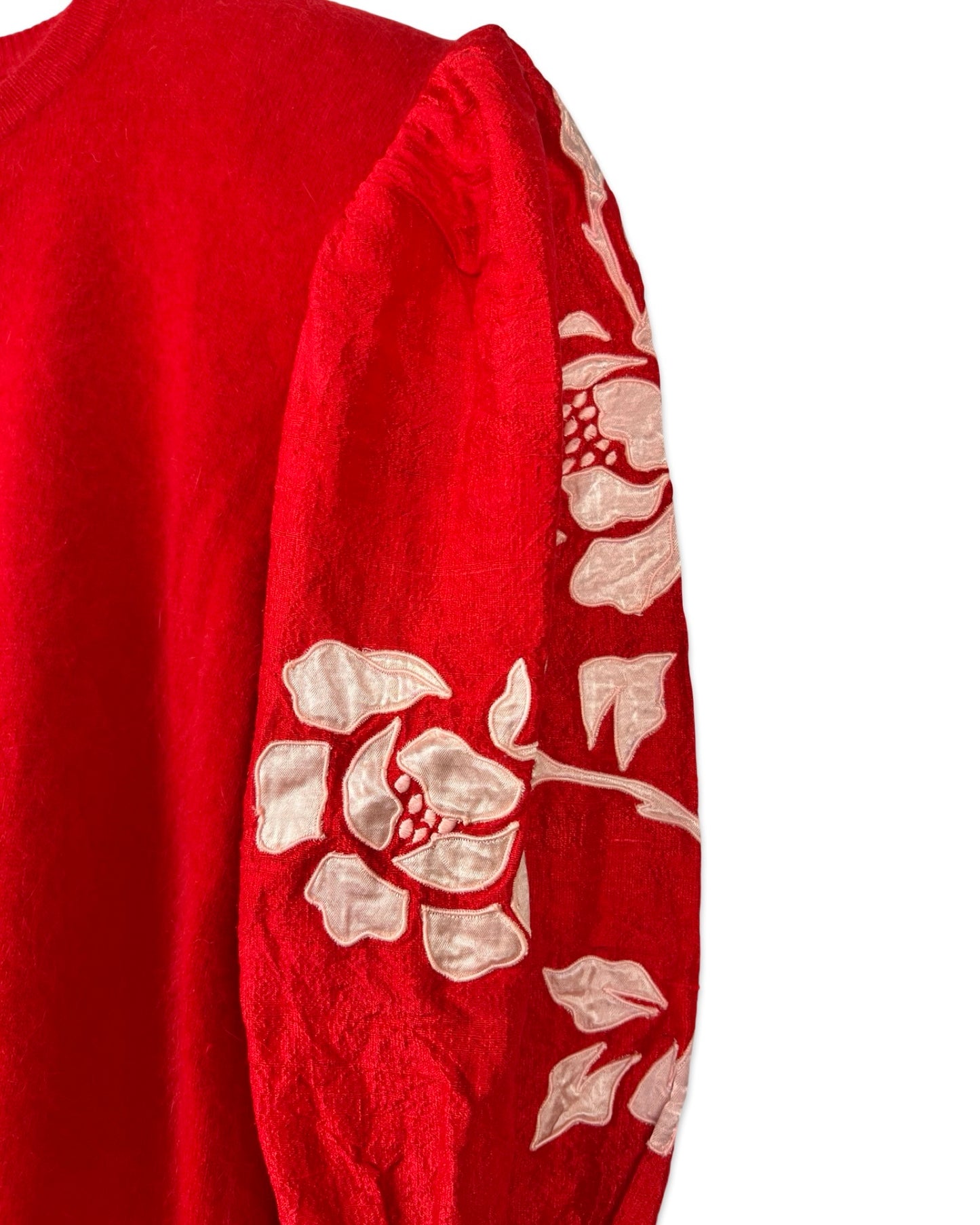 Rode vintage trui met pofmouwen - S/M