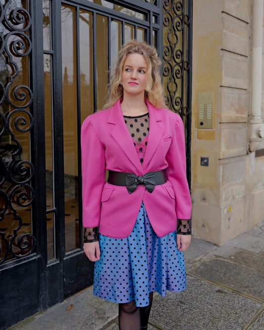 Roze 80s wollen blazer - M